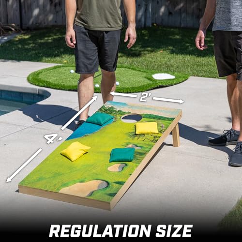 GoSports 4 x 2 ft Regulation Size Wood Cornhole Boards - 10 Vintage Wood Designs (Choose Your Style) - color: Golf Course