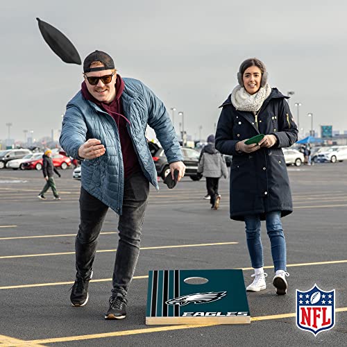 Wild Sports 2' x 3' Solid Wood Cornhole Set with Direct Print HD Team Graphics – Great Gift for Any Football Fan! Bean Bag Toss Family Outdoor Games – NFL Philadelphia Eagles
