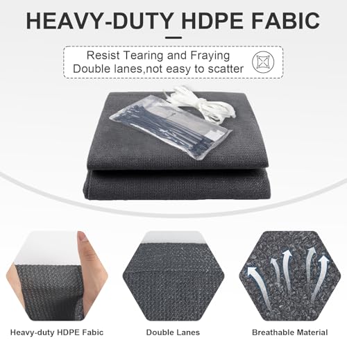 Cool Area Sun Shade Cloth with Grommets 3/4/6/8/10/12/16/20 FT Shade Panel Shade Tarp Screen Fabic for Outdoor Patio Pergola Cover Deck Garden, 6x10 FT, Dark Grey - color: Dark Grey, size: 0 6'X1 0'