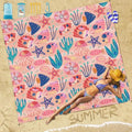 Famstar Beach Blanket Sandproof Waterproof 78''×81''1-5Adults Oversized,Compact Lightweight Durable Beach Mat for Travel Camping Hiking Picnic Blanket - color: Pink Ocean, size: 78''×81''