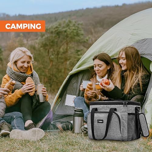 OPUX Soft Cooler Bag, Insulated Collapsible Lunch Cooler Tote for Men Work Camping Beach Travel, Portable Soft Sided Leakproof Waterproof Large Lunch Bag Box with Shoulder Strap 40 Cans, Heather Gray - color: Heather Gray, size: 40 Cans