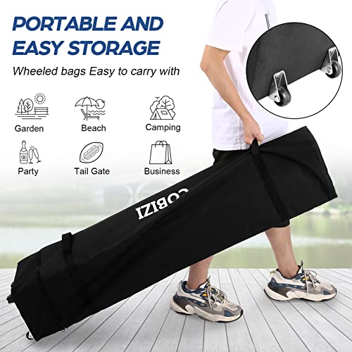 COBIZI Canopy 10 X 10 Pop Up Canopy Tent 1-Button Push Easy up Outdoor Canopy Instant Portable Commercial Shelter Waterproof UPF50+ Gazebo with Reflective Strip, Air Vent & 4 Sandbags,Blue - color: Blue(1-year warranty), size: 10x10ft with No Sidewalls