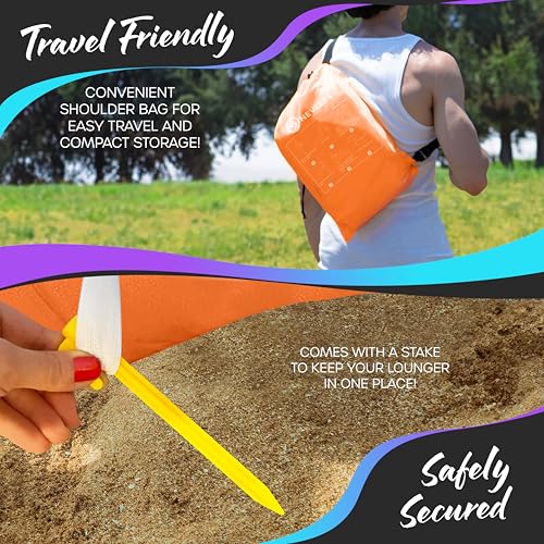 Nevlers Orange Inflatable Lounger | 210T Polyester Air Couch | No-Pump Blow Up Couch | Air Sofa w/ 450 lbs. Capacity, Pockets & Matching Bag | Use as Inflatable Chair for Kids & Adults for Camping Fun - color: Bright Orange, size: 1 Pack