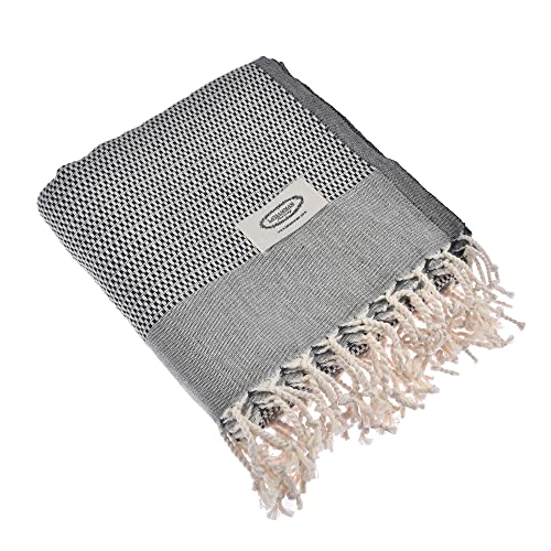 Beach Towel | Cotton Beach Towels, Easy to Carry, Sand Free, Highly Absorbent, Quick Dry, Turkish Towels for Travel Camping Bath Sauna Beach Gym Pool Yoga SPA by Lahammam, Akasya, Black - color: Black, size: Akasya