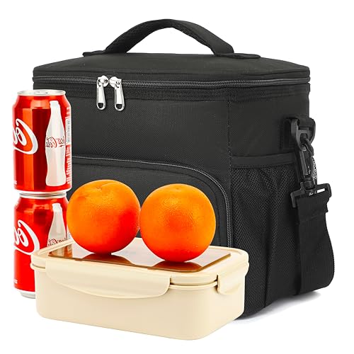 GYEUKHAM Unisex Insulated Lunch Bag, Black, 10.2 x 7.5 x 9 inches, Durable Oxford Fabric, PEVA Lining, 3+ Years - color: Black#2