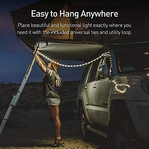 LED Rope Lights, USB Powered Portable Water Proof Camping Rope Lights with 180, Reusable Utility Ties and Storage Bag for Outdoor Hiking Emergency (White) - color: White