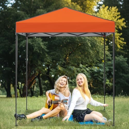 EAGLE PEAK 6x4 Instant Pop Up Canopy Tent, Straight Leg Sun Shelter, Portable Canopy with Carry Bag for Camping, Beach & Sports, Orange - color: Orange, size: No Wall