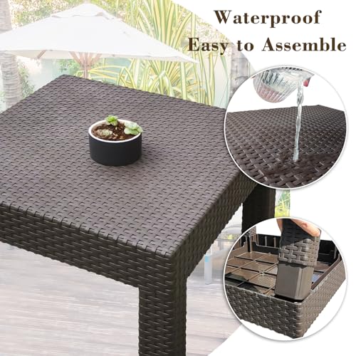 DIMAR GARDEN Outdoor Chaise Lounge, Pool Lounge Chair with Table, 3 Pieces Mocha - color: Grey, style: 3 Pieces