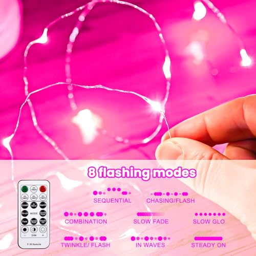 HXWEIYE 300LED Fairy Curtain Lights, 9.8x9.8Ft USB Plug-in 8 Modes Christmas String Hanging Lights with Remote for Bedroom Backdrop Wedding Indoor Wall Decor, Pink, Standard – 1 Pack - color: Pink, size: Standard – 1 Pack
