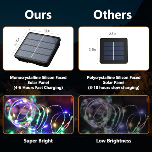 2-Pack 200 LED Solar Fairy Lights Outdoor, Upgraded Oversize Lamp Beads & Super Bright Solar String Lights Outoor, 8 Modes Solar Lights for Garden Patio Decorations(Multi-Colored) - color: Multicolor
