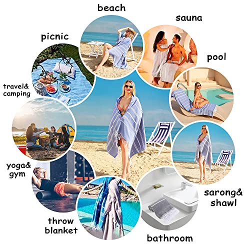 Beach Towel 2 Pack,Sand Free Beach Towels Oversized 39 x 72,Turkish Beach Towel Quick Dry Towel,Lightweight Pool Towels for Adults Travel Towel,Cool Beach Accessories Super Absorbent Towels - color: 2 Pack Dark Blue