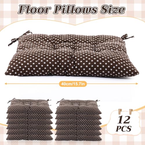Geetery 12 Pcs Floor Pillows Bulk Seating Cushions for Floor Chair 15.7'' Large Meditation Cushion for Yoga Living Room Tatami Bedroom Balcony Office (Polka Dot Color,Square) - color: Polka Dot Color, size: Square
