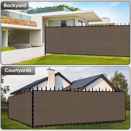 4'X50' Privacy Screen Fence Heavy Duty 220 GSM Windscreen & Dustproof Fence 98% Visibility Blocking Ideal for Fencing Patios, Pool, and Creating Intimate Outdoor Spaces，Mocha