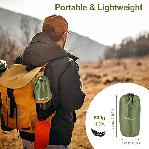 Night Cat Inflatable Sleeping Pads Mat Bed with Pillow Foot Pump for Camping Backpacking Hiking Ultra-Light Compact Comfortable Extendable 77"x25.5" - color: Green, size: Single Sleeping Pad