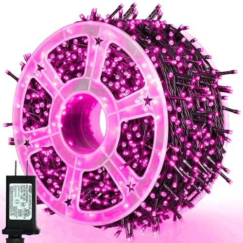 weillsnow Pink Valentine's Day Lights Outdoor, 164 FT 500 LED String Lights Plug in, 8 Modes Waterproof Fairy Lights for Valentines Day, Christmas, Party, Wedding, Bedroom, Garden Decorations - color: Pink, size: 164FT