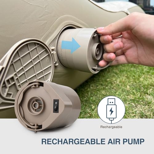 Bestrip Auto Inflatable Couch Lounger, Air Mattress Sofa Bed with Rechargeable Air Pump - color: Khaki, size: Single