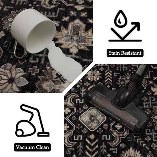 Ruaruarug Area Rug Non Slip Machine Washable Ultra Soft Living Room/Bedroom/Kitchen/Outdoor/Classroom Black Gold, 2'×6' - color: Black Gold, size: 2' x 6' (Rectangular)