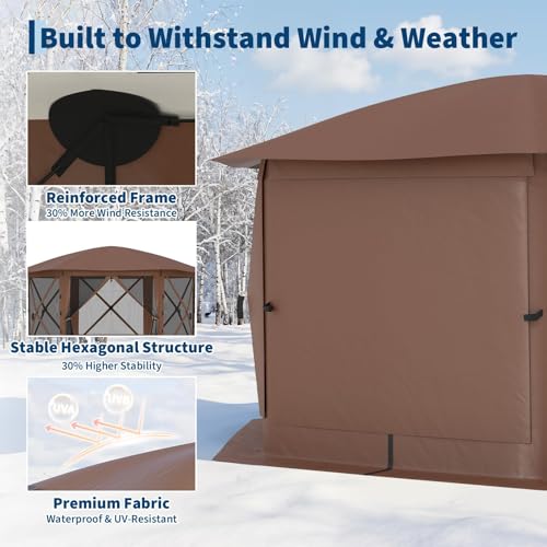 GarveeLife 13x13FT 6-Sided Pop Up Canopy Tent，One-Push Setup Canopy Tent with Removable Canopy Top & Wind Cloths, Outdoor shelter for Camping, Backyard Parties, Outdoor Events - Beige & Khaki - color: Beige & Khaki, size: Removable Top - 13ft