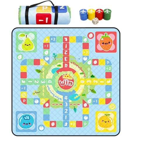 YRXRUS Picnic Blankets, Flying Chess Picnic Mat for Waterproof Foldable, 79”x79” Extra Large Thick, Sandproof Oversized Outdoor Mat, for Parties, Camping, Park, Travel, Grass Gifts
