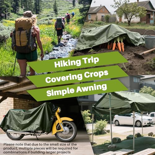MAQIHAN Camping Tarp Waterproof - 6'x 6' Heavy Duty Tarps for Camping Tent Outdoors Garden Car Roof Multipurpose Protective Rain Sunshade Cover Thick All-Weather Emergency Tarpaulin Plastic