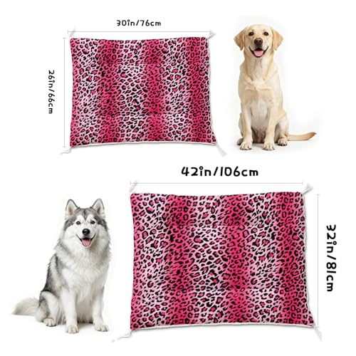 Nttopship Dog Cat Bed Mat Ultra Soft Fluffy Pet Bed Washable Fashion Dog Crate Beds Comfy Comfy Pet Sleeping Pad Suitable for Pet Raised Bed(30"x26",Pink Leopard) - color: Pink leopard, size: Medium
