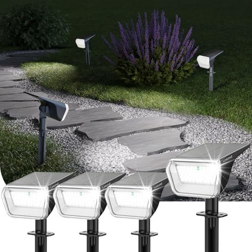 Linkind Solar Spot Lights Outdoor Waterproof IP67, 60 LED Solar Flood Lights 30% High Conversion Landscape Lighting for Garden Yard Pathway (4 Pack, Cool White) - color: Cool White, size: 4 Pack