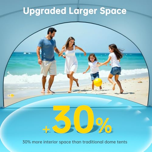 Raynesys Beach Tent Sun Shelter, Beach Shade Tent with UPF50+ UV Protection, Sun Shelter for 1-4 Person, Beaches Shade with 2 Zippered Doors, Portable Tents for Camping Fishing, Light Blue - color: Light Blue, size: For 4 Person