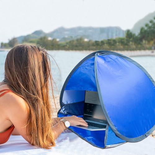 Mini Pop Up Beach Tent, Automatic Instant Mini Dog Tent for Dog Shade & Head Canopy, Laptop Shade for Working Outside, Portable Lightweight Mini Pop Up Canopy for Camping Hiking Picnic (Blue) - color: Blue