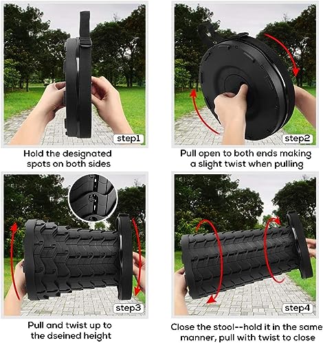 Fishboy Upgraded Collapsible Stool, 400lbs Max Weight, Lightweight But Sturdy, Portable Retractable Folding Telescoping Foldable Camping Stool for Adults Outdoor Fishing Hiking BBQ - color: Black