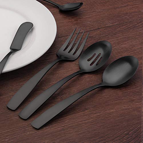 O.C.E. 5-Piece Matte Black Serving Flatware Silverware Set, Utensil Set of Stainless Steel, Satin Finish, Hostess Tableware Serving Set, Dishwasher Safe - color: Matte Black, size: 5-Piece