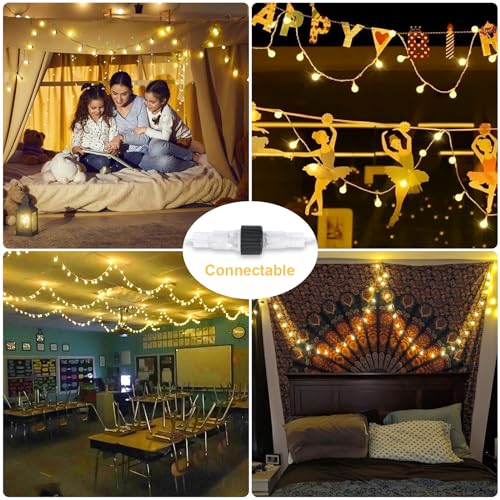 JMEXSUSS 100 LED Connectable Globe String Lights Indoor Bedroom, 33ft Warm White Christmas Lights Plug in with Remote, 8 Modes Hanging Fairy Light Outdoor for Room Classroom Party Spring Home Decor - color: Warm White, size: 100 LED Plug