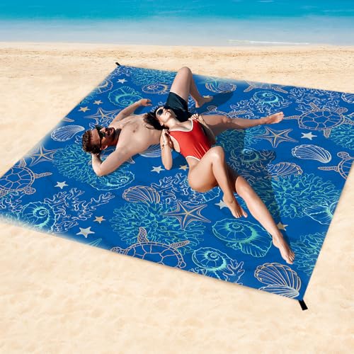 Beach Blanket Waterproof Sandproof Oversized, Extra Large Beach Mat 79" X 87"/110"x118" for 1-8 Adults Sand Free, Quick Drying Durable Outdoor Picnic Mat for Beach Travel Camping Hiking - color: Sea Turtle, size: 9x10 FT (1～8 Person)
