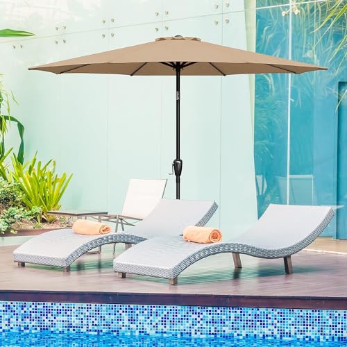 Simple Deluxe 2 Pack 9' Patio Umbrella Replacement Canopy Only Outdoor Table Market Yard Umbrella Replacement Top Cover with 8 Ribs, Tan - color: 2P-Tan Canopys, size: 9ft
