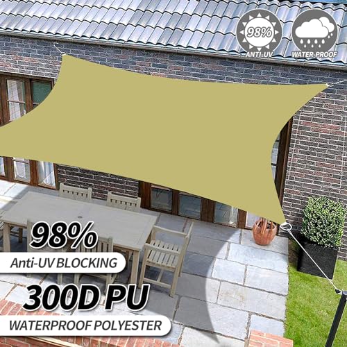 RICHIE Upgrade 8'x10' Sun Shade Sail Rectangle Canopy, Water Resistant & UV Block Sunshade for Outdoor Patio Lawn Beach Garden Carport Backyard Deck Pergola, Sand - color: Sand, size: 8'x10', style: Rectangle