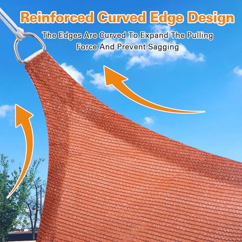 Artpuch Sun Shade Sail, 8'X20' Rust Red Rectangle Curved Edged Sun Shade, Commercial Grade 185GSM HDPE UV Permeable Outdoor Shade Cloth for Deck, Backyard, Patio (Custom Sizes Made) - color: Rust Red, size: 0 8' X 2 0'