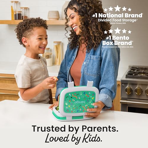 Bentgo Kids Prints Leak-Proof, 5-Compartment Bento-Style Kids Lunch Box - Ideal Portion Sizes for Ages 3-7, Durable, Drop-Proof, Dishwasher Safe, & PFAS & BPA-Free Materials (Bug Buddies) - color: Bug Buddies