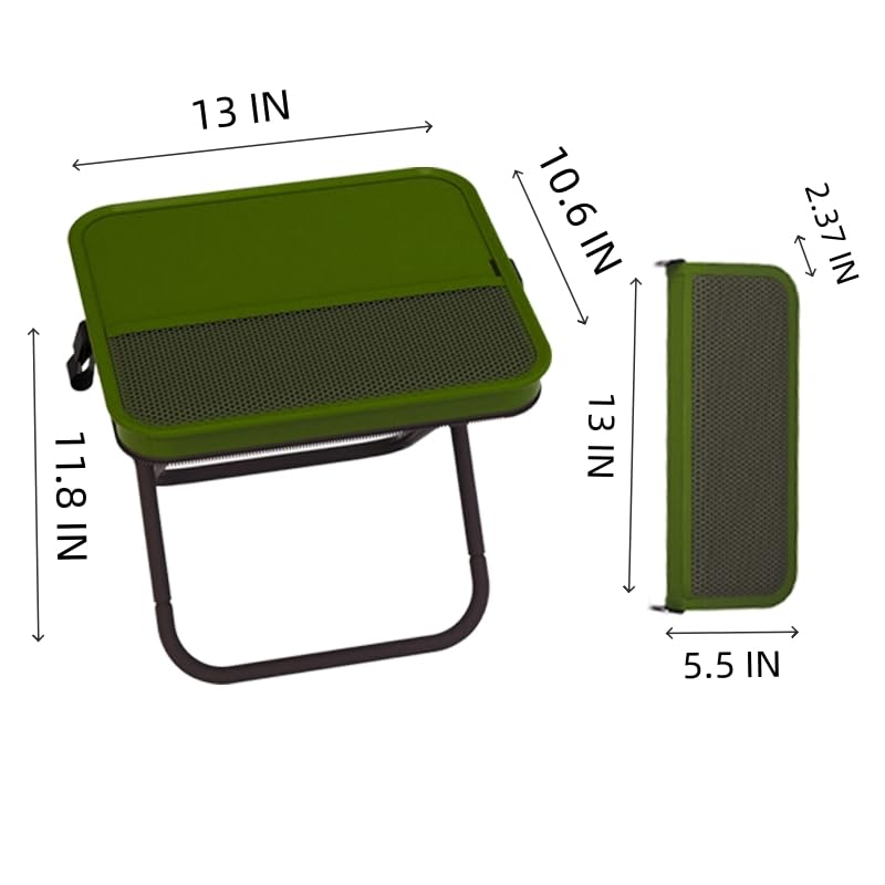 Portable Ultralight Travel Stool - Foldable Camping Chair with Storage Pocket, Handbag Style, Carbon Steel Frame, Supports Up to 180 LBS (OD Green) - color: Od Green