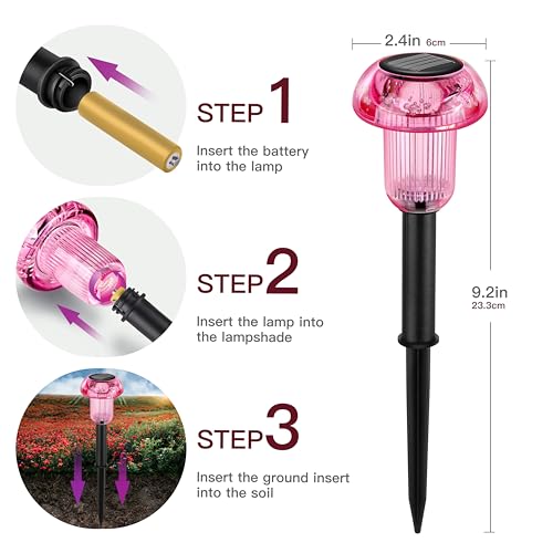 Easter Solar Pathway Lights Outdoor Decorative 4 Pack, 4 color LED Mushroom Solar Lights Outdoor Waterproof Solar Powered Decor for Yard Driveway Patio, Valentines Day Halloween Christmas Garden Decor - color: 4-Pack Multi-colored