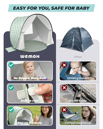 Baby Beach Tent, 2026 Upgrade Pop Up UPF 50+ UV Protection Sun Shelter Canopy with Mosquito Net Portable Outdoor Shade Summer Essentials for Babies & Toddlers - style: Green Leaves