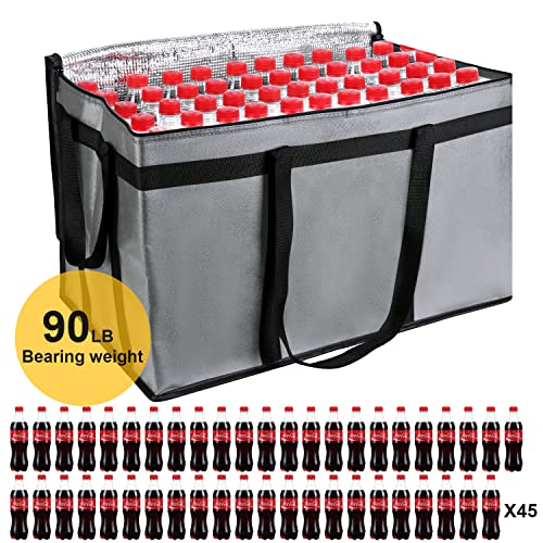 musbus 4 PACK XXXL Insulated Food Delivery Bag Cooler Bags Keep Food Warm Catering Therma for doordash Catering Cooler Bags Therma 22w x 14 lx 13d Shopper hot Grey - color: Grey, size: XXX-Large（24W x 15H x 14D）