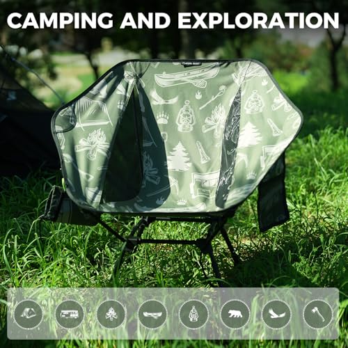 ATEPA UFO3.0 Ultralight Backpacking Chair, 330 lbs Heavy-Duty Aerospace Aluminum Folding Camp Chair with Hexagon Ergonomic Seat Anti-Sink Feet, Compact Portable Outdoor Gear for Hiking, Forestcamp - color: Forest Camp Pro- 1 Pack