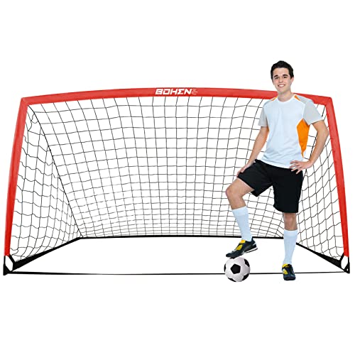 BOHEN 9x5 FT Kids Soccer Goals with Carry Bag, Portable Folding Soccer Net for Backyard Training, Indoor/Outdoor Use for Youth and Adult - color: Red, size: 9x5ft, 1 Pack
