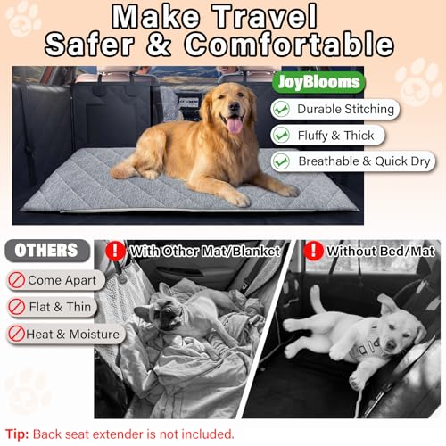 JoyBlooms Dog Bed for Car Back Seat, Dog Cooling Mat with 1.1in/2.8cm Thick Foam, Cooling Anti-Slip Washable Back Seat Pet Bed, 51.6in x 22.6in Fit on Backseat Extenders of SUVs and Small Trucks,Gray - color: Gray