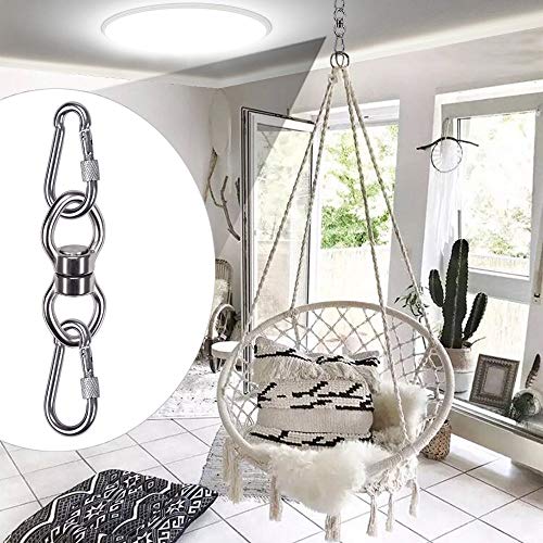 SELEWARE Silent Bearing Swing Swivel, 360° Rotational Device Hanging Accessory for Tree Swing, Hammock Chair, Yoga,1200LB Capacity, 2 Pack - color: Swivel (C) and 2 Carabiners, 2 Pack