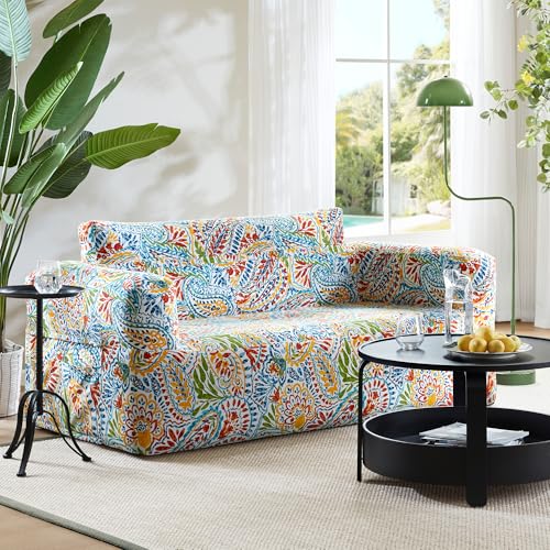 510 DESIGN Inflatable Couch Air Sofa - Blow Up Chair Portable with Handle & Tie-Down Loops, Weatherproof & Water Repellent Indoor/Outdoor Sofa for Patio, Camping, Pool, 67" Lx33 Wx28 D Multi - color: Multi Color, size: Sofa 67x33x28"