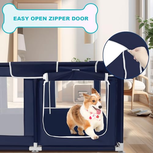 Dog Playpen 50 × 50 inch, Puppy Playpen with Bottom, 32 Inch Height Pet Playpen - style: 50 Inch Dog Playpen without Top