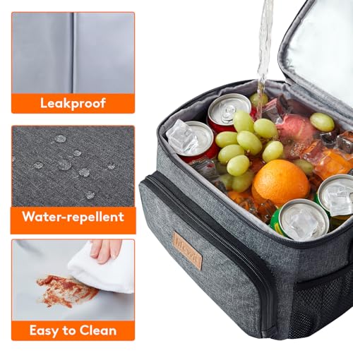 Lifewit Reusable Insulated Lunch Bag, Portable Cooler Freezable Soft Lunchbox Leakproof with Adjustable Shoulder Strap for Men Women Adult for Work Picnic or Travel, 9L 12 Can, Dark Gray - color: Dark Gray, size: Medium(9L)