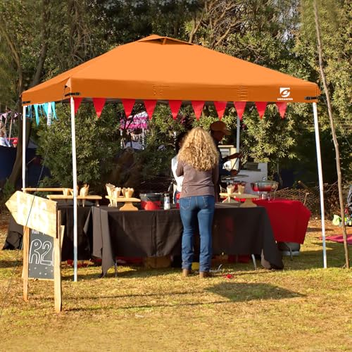 10x10 Pop Up Canopy Replacement Top Cover with Air Vent for Straight Leg Canopy Tent, Waterproof for Outdoor Garden Patio Camping Sun Shade (Orange) - color: Orange