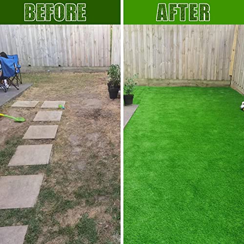 FREADEM Artificial Grass Turf for Pet Dogs 4' x 6', Fake Grass Lawn with Drain Holes, Indoor Outdoor Synthetic Grass Mat for Garden Gym Patio Balcony Playground Backyard, Height 0.8 Inch - size: 4' x 6'