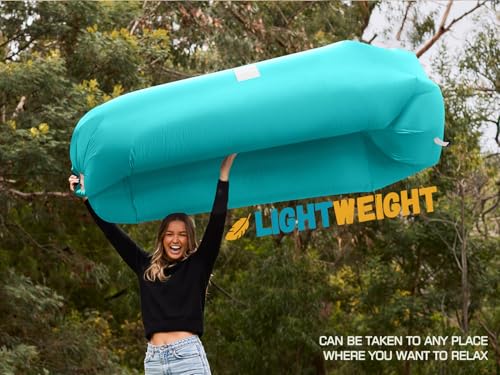 WEKAPO Inflatable Couch Air Lounger Chair - Camping & Beach Accessories, Portable Blow up Sofa for Hiking, Lawn, Indoor/Outdoor Movies & Music Festivals. Lightweight and Easy to Set Up Air Hammock - color: Teal